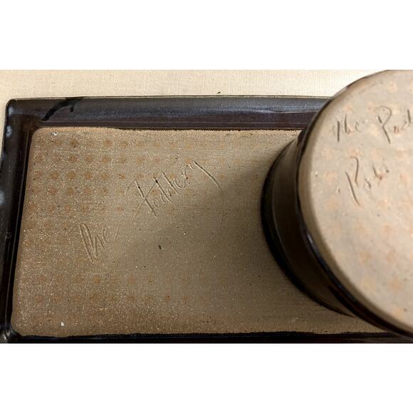 The poddery appetizer tray and  bowl pottery handmade blue - Picture 5 of 5